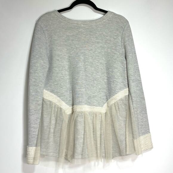 Anthropologie Amari Nutcracker French Terry Sweatshirt V Neck Sweater Gray M - Picture 8 of 10